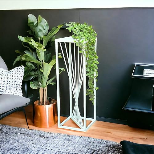 DanDiBo 96566 Tabouret à fleurs carré en métal blanc 70 cm - Table d'appoint - Colonne de fleurs - Design moderne - Nail Gallerys