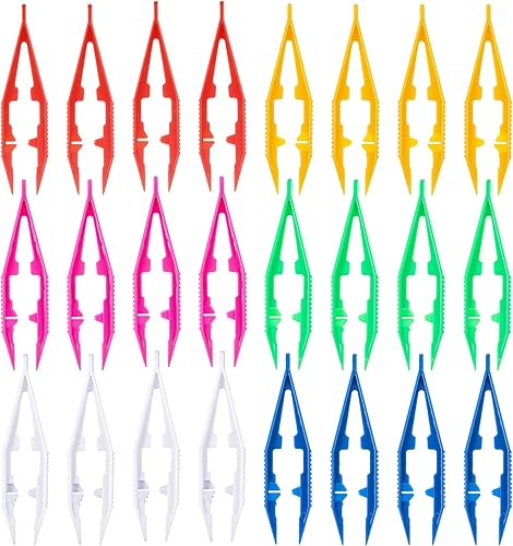 Nogeqi Lot de 24 pinces multicolores pour perles à repasser, en plastique léger pour enfants, 10 cm, pinces en plastique de perles de silicone, multifonctionnelles, pour accessoires de puzzle DIY - Nail Gallerys