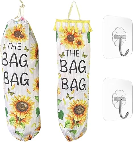 2 Supports De Sacs En Plastique, 2 Crochets Auto-Adhésifs, Support De Sac Fourre-Tout, Support De Sac D'Emballage, Organisateur De Sac De Courses Mural, Organisateur De Sac Poubelle De Cuisine - Nail Gallerys