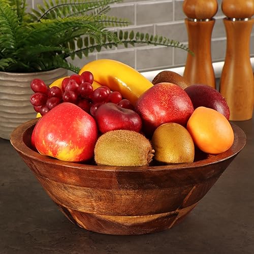 com-four® Bol décoratif en Bois d'acacia - Bol à Fruits Moderne - Bol à Snack Rustique Ø 29 cm - Bol de Service de Forme Conique - Décoration d'intérieur Naturelle en Bois - Saladier - Nail Gallerys