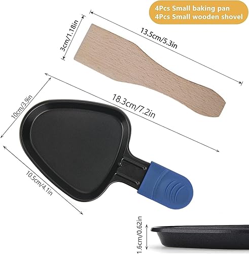 QcuGvy Poelon Raclette Triangulaire 8 Pièces Revêtement Antiadhésif Mini Raclette Set avec 8 Pelle en bois Portable Plateau de cuisson pour Fromage Fondu Oeuf Frit - Nail Gallerys