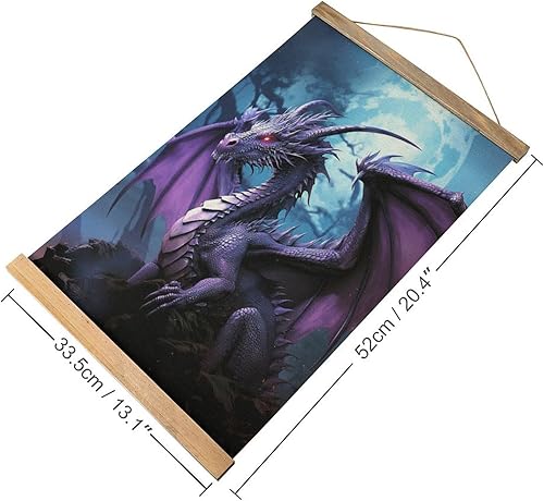 HJKBCV Peinture à suspendre en lin, motif dragon violet, lune violette, tapisserie murale à suspendre moderne, décoration murale, peinture vintage à suspendre pour chambre à coucher, salon - Nail Gallerys
