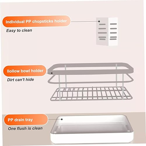 TANGPINGMAO Égouttoir à Vaisselle en Acier au Carbone avec Porte-Couverts, Fournitures de Cuisine - Nail Gallerys