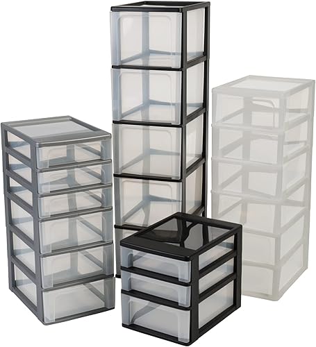 Iris Ohyama, Tour de Rangement Plastique, 2 Petits Tiroirs & 1 Tiroir Moyen, Noir, Ouverture Facile, Format A4, Meuble, Organisateur, pour Bureau, Fourniture Scolaire, Papeterie, Sans BPA,OCH-2021 - Nail Gallerys