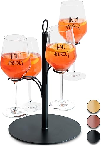 SpritzUpYourLife Tour de boissons, arbre de service pour cocktails, tour Aperol pour 4 verres - Cadeau d'anniversaire pour femme, cadeau d'apérol, cadeau de fête des mères (noir) - Nail Gallerys