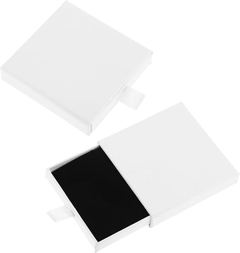 Lot de 2 boîtes cadeau pour bijoux, petites, pour bracelet, collier, bague - Boîte de rangement carrée extensible - Cadeau de Noël - Blanc - Nail Gallerys