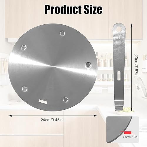 Qivine 2 in 1 Adaptateur Plaque Induction, 24cm Acier Inoxydable Induction Adapter avec Poignée et Trou de Suspension, Anti-Brûlure Diffuseur Chaleur Gaz pour Moka, CéRamique, Gaz - Nail Gallerys
