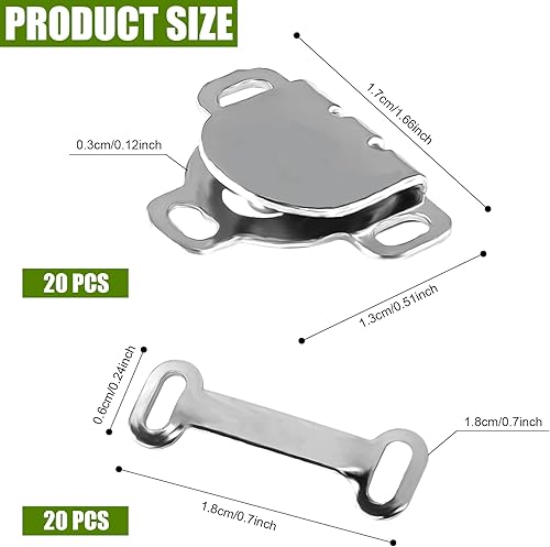 20 Ensembles Crochets de Couture et Fermeture à Oillets, 17mm Boutons-Pression de Couture Attaches Kit pour Pantalons Jupes Robes Pantalons Vêtements Couture Bricolage (Argent) - Nail Gallerys