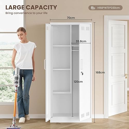 Sightlife Armoire à balais Armoire de Nettoyage Placard à Balai Meuble Rangement Balai Placard Polyvalent Armoires de Nettoyage pour Restaurant Cuisine Garage 70 x 30 x 168 cm - Nail Gallerys