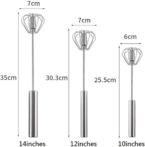Agitateur à Rotation Automatique Batteurs manuels et fouets acier inoxydable batteur à oeufs à main semi-automatique en acier inoxydable, mousseur à lait mélangeur non électrique (14 pouces) - Nail Gallerys