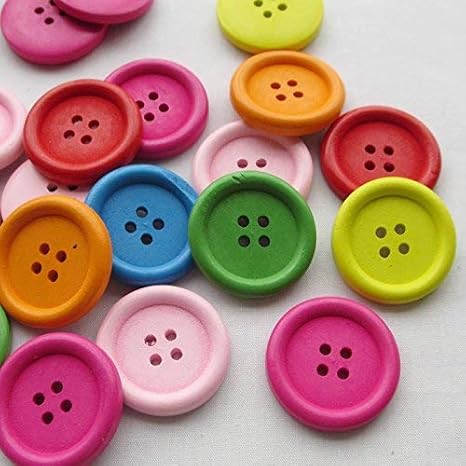 Chenkou Craft Lot de 40 boutons en bois colorés pour travaux manuels, couture, 40 mm - Nail Gallerys