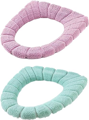 2PCS Siège de Toilette, épaissir Housse pour abattant de WC Coussins, Tapis de Coussin de Toilette Rétractable Lavable, Chaud, Confortable et Doux, Adapté à Plupart des Toilettes(Vert, Violet Prune) - Nail Gallerys
