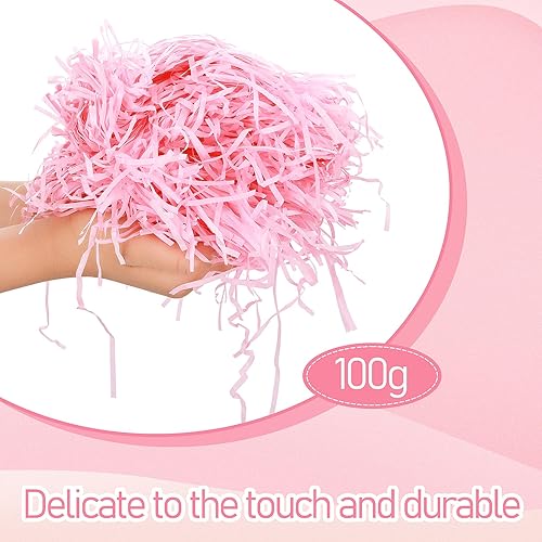 100g Papier Crépon Rose Déchiqueté pour Remplissage de Paniers Cadeaux et de Boîtes Cadeaux Papier Crépon Raphia de Boîtes Cadeaux Anniversaires Mariages Décoration D'emballage Cadeau - Nail Gallerys