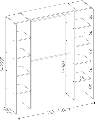 Vente-unique - Dressing d'angle Extensible Dorian - L164/234 cm - Blanc et Gris - Nail Gallerys