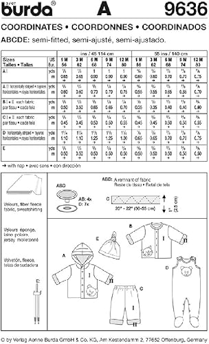 Burda B9636 Patron de Couture Coordonnés 19 x 13 cm, 56-80 - Nail Gallerys