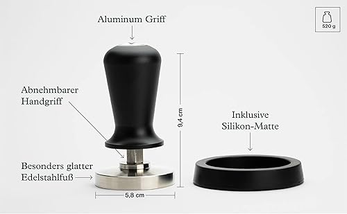 VIENESSO Barista Tamper professionnel - Régulateur de pression avec pression de contact d'environ 14 kg grâce au ressort intégré - Acier inoxydable, 51 mm - Nail Gallerys