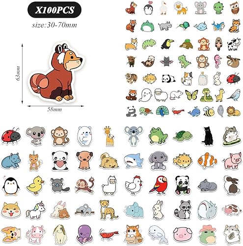 CHROMACRAFT 100 Autocollants d'animaux De Dessin Animé, Autocollants De Récompense pour Enfants, Autocollants Mignons, Autocollants Amusants, des Coques De Téléphone Et des Cahiers. - Nail Gallerys