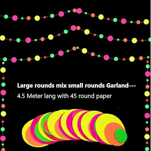KARLOR Lot de 10 guirlandes de décoration de fête à lumière noire - 2 guirlandes néon - Papier UV - Lumineux sous lumière UV - Guirlande de fête disco - Guirlande en papier néon - Lumière noire - Nail Gallerys