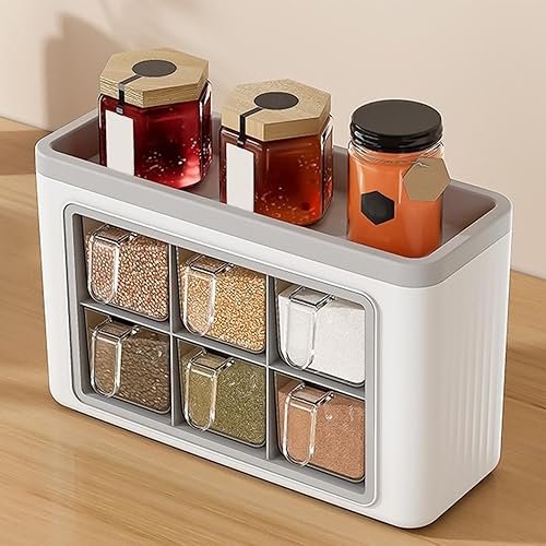 Fulenyi Assaisonnement Box Set Transparentes Sel Jar Pots à Épices pour Mural Cuisine Condiment Jarres de Stockage de Conteneur - Nail Gallerys