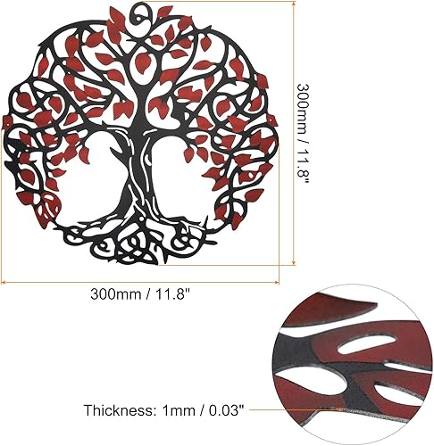 PATIKIL Décoration Murale en Métal, Sculpture Murale de L'Arbre de Vie, Ornement Suspendu Pour La Maison, Intérieur et Extérieur, Couleur Rouge Brun - Nail Gallerys