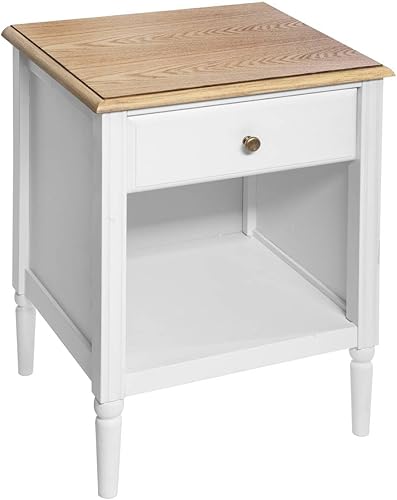 Atmosphera - Table de Chevet Solen - Blanc et Bois - Nail Gallerys