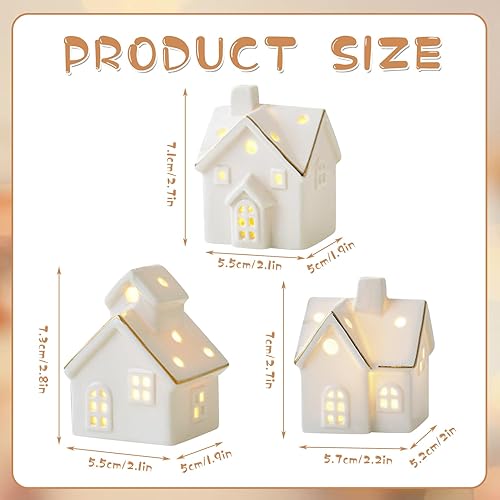 Maison Porcelaine Noel - 3 PCS Céramique LED Petite Blanche, Photophore Mate Avec Pied Pour Bougie Chauffe-Plat (B) - Nail Gallerys