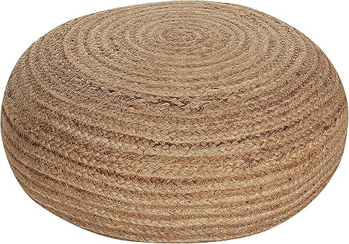 Pouf Rond Style Boho Tressage en Jute ⌀ 50 cm Beige Naturel Tifelt - Nail Gallerys