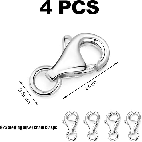 4 PCS Fermoir Bracelet,Attache Bracelet,Fermoir Collier,Fermoir Bijoux,Fermoirs Pour Bijoux,Fermoir Bracelet Perle,Fermeture Bracelet,Argent Sterling S925,pour Bijoux,DIY,Décoratio,Argent,9 * 5mm - Nail Gallerys