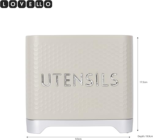 Lovello KitchenCraft Porte-ustensiles de cuisine texturé 19 x 9 x 18 cm - Crème latte - Nail Gallerys