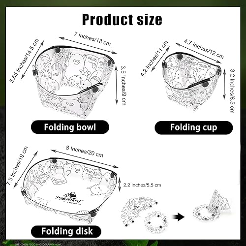 SSKHE 3 Pièces Set de vaisselle de camping portable,assiette pliable, bol, bol, tasse à eau, assiette de camping portable, matériau de qualité alimentaire,facile à nettoyer - Nail Gallerys