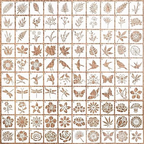 100 Pièces Pochoirs de Dessin, Pochoir de Peinture en Plastique Pochoirs de Peinture Animaux et Plantes Pochoirs Réutilisables pour Peinture pour DIY Scrapbooking Bois Maison Décor - Nail Gallerys