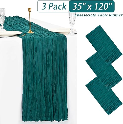 Showgeous Lot de 6 chemins de Table en étamine Chemin de Table en Gaze 300 cm de Chemin de Table Semi-Transparent Boho ou décor de Table de Mariage Rustique pour Une fête drapée (Bleu poussiéreux) - Nail Gallerys