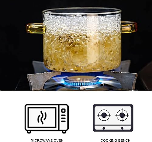 Frdun Casserole en verre borosilicate transparent avec couvercle pour la cuisson de ramen, flocons d'avoine et autres plats - Nail Gallerys