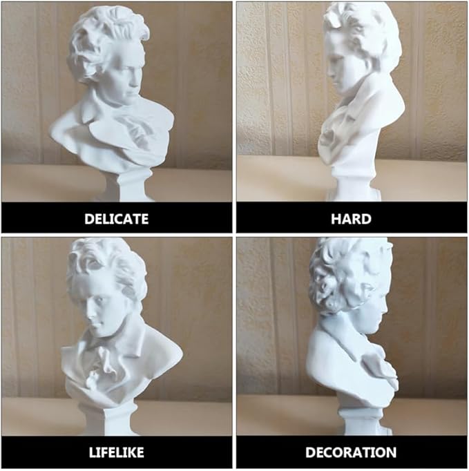 BESPORTBLE 1 Pc Bousiller Portraits De Gypse Sculpture Statues De Compositeurs Célèbres Buste Beethoven en Plâtre Décoration De Maison Peindre des Platre Homme Tour De Poitrine Résine Blanche - Nail Gallerys