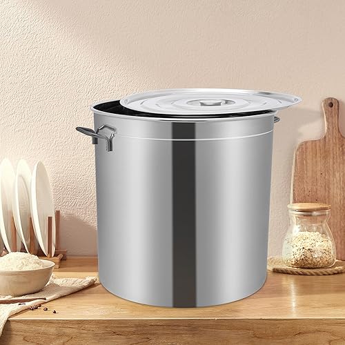 Pot universel de 100 L, marmite à soupe, grand fûts en acier inoxydable avec couvercle et panier, pour la cuisson des aliments, égoutter des légumes et des fruits, ou comme seau filtrant pour la - Nail Gallerys