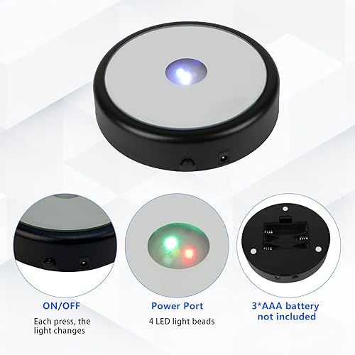 luolety Lot de 2 bases lumineuses LED rondes multicolores de 10 cm avec câble USB pour bijoux en boule de cristal (argent) - Nail Gallerys