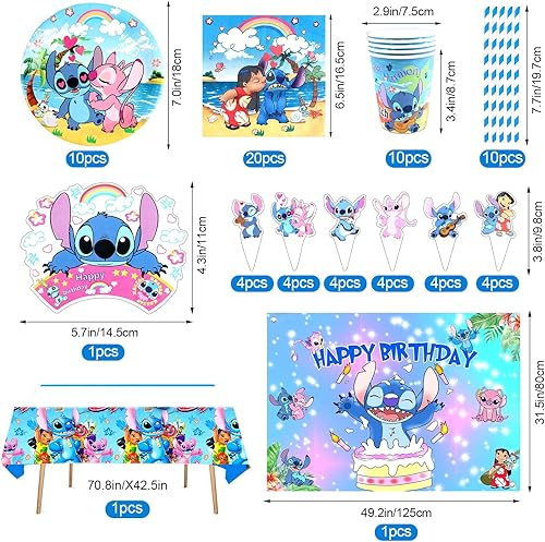 Décoration Anniversaire Stitc, Ballon Anniversaire Stitc Fille, Stitc Anniversaire Vaisselle Kit, Stitc Deco Gateau, Toile De Fond Stitc Et Angel, Nappe Stitc Et Angel, Assiette Et Gobelet Stitc - Nail Gallerys