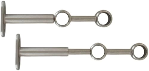 2 Supports muraux extensibles et réglables pour barre de rideaux, Ø 20 mm, longueur 15-19,5 cm, couleur satin nickel, (1 lot de 2 supports de tringles) - Nail Gallerys