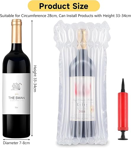 Lot de 10 Sacs de Protection Gonflables, Protecteurs de Bouteilles de Vin, Emballages Gonflables pour Bouteille de Vin, avec Pompe Gratuite, Anti-Chocs, pour Voyage, Avion, Valise, Bagage - Nail Gallerys