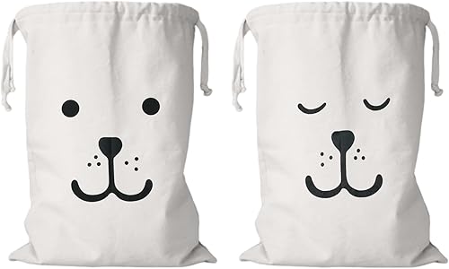 Lot De 2 Grand Sac à Linge Voyage, 60X50cm Sacs à Linge Sale de Voyage Sac de Rangement en Toile Coton, Sac Tissu Cordon, Réutilisable, Pour Vêtement Jouets Voyage Maison Randonnée Smile & Sleep Bear - Nail Gallerys