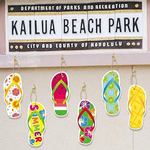 Lot de 20 décorations de fête hawaïenne, tongs d'été, guirlande de fanions à suspendre, plage, plage hawaïenne, avec ficelle (A) - Nail Gallerys