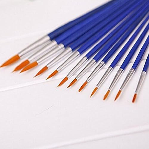 Bodhi2000 ® Lot de 12 pinceaux de peinture avec poils en nylon, à bout rond et pointu - Nail Gallerys