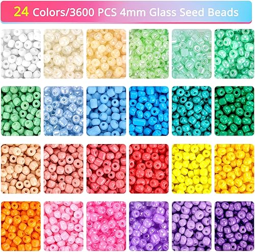 4mm 24 Couleurs Perles de Rocaille Kit Bijoux, Funtopia 4000 Pièces Perles pour Bracelet avec 208 Pièces Perles Lettres, pour Adulte Enfant - Nail Gallerys