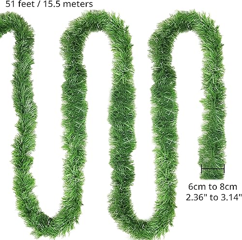 Guirlande de Noel - Guirlande Sapin Artificielle Verte Imitation Sapin 15,5 m pour Escaliers Cheminée Couloir Entrée Décoration de Noel Interieur Exterieur, Guirlande Decorative et Couronnes - Nail Gallerys