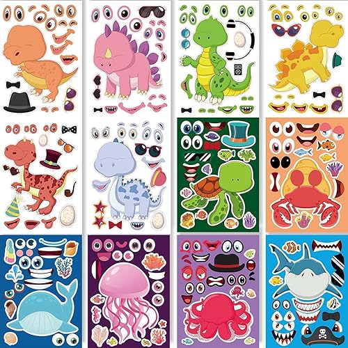 Zepitniy 24 Feuille DIY Animal Autocollants Enfants(Förderung Phantasie Kinder) Autocollant Enfant pour Party Faveurs Événements de Fête Développer Compétences Pratiques Enfants - Nail Gallerys