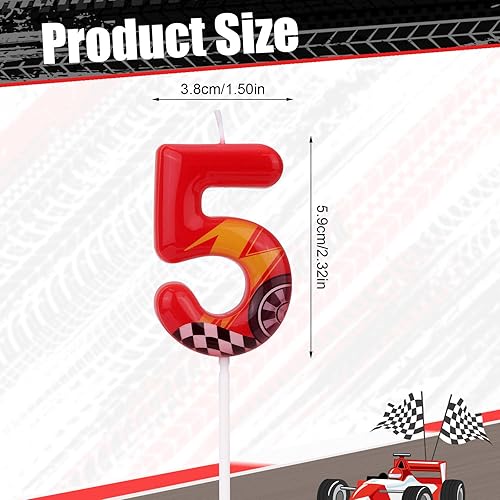 Bougie d'Anniversaire Thème Voitures Course, Bougie Numéro Forme Voiture Course Rouge Décoration Gâteau Parfaite pour Anniversaires et Fêtes à Thème(Numéro 3) - Nail Gallerys