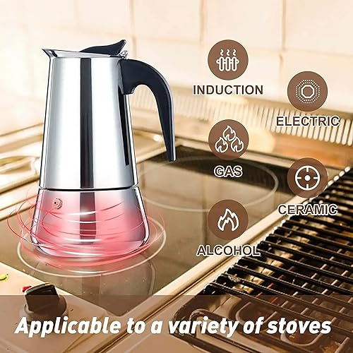 Cafetière italienne 12 tasses en acier inoxydable compatible tous types de feux 12 tasses - Nail Gallerys