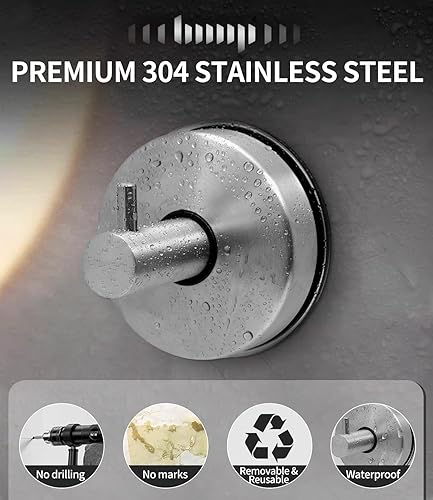 Zaxiva 2 Crochets Ventouse 304 Acier Inoxydable Extra Fort, Crochets de Salle de Bain et Cuisine sans Perçage, Ventouse Salle de Bain, Idéal Pour Ranger Les Serviettes Et Accessoires - Nail Gallerys