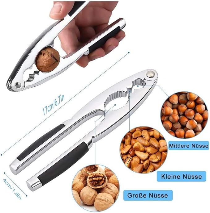 BOBOZHONG Casse Noix,Pince Casse Noix Manuel Antidérapant Décapsuleur avec Poignées en Caoutchouc Casse Noisette pour Noix Aux Noix Noisettes Amandes Noix du Brésil ou Autres Écrous - Nail Gallerys