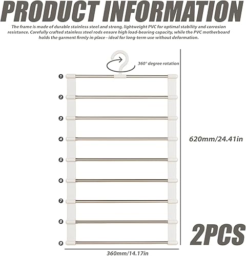 LEKEFETO Lot de 2 cintres pour pantalons peu encombrants - Cintres multiples, cintres pour pantalons, écharpes, serviettes, cravates - Nail Gallerys